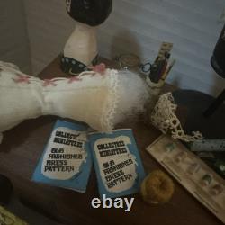 HUGE Miniature Doll House Sewing Machine Room Lot Vintage