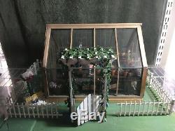Handmade Dollhouse Miniatures Greenhouse Scene completed not a kit 1/12