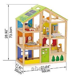 Hape All Seasons Wooden Furnished Dollhouse Playset