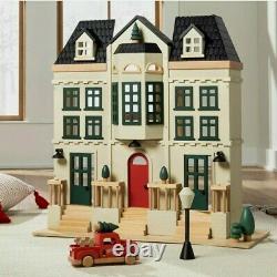 Hearth Hand Magnolia Dollhouse Wooden 3-Story Home 6 Rooms 28x28x12 Street Lamp