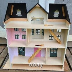 Hearth and Hand Magnolia Dollhouse Wooden 3-Story Home 6 Rooms + wallpaper