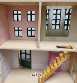 Hearth and Hand Magnolia Dollhouse Wooden 3-Story Home 6 Rooms + wallpaper