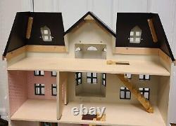 Hearth and Hand Magnolia Dollhouse Wooden 3-Story Home 6 Rooms + wallpaper