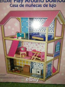 Imaginarium Deluxe Play Around Barbie Doll Size Wooden Doll House New