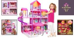 Interactive 4-Level Dollhouse with Furniture & Dolls Perfect Gift for Ages 3-8