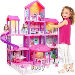 Interactive 4-Level Dollhouse with Furniture & Dolls Perfect Gift for Ages 3-8