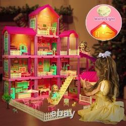 Interactive 4-Level Dollhouse with Furniture & Dolls Perfect Gift for Ages 3-8