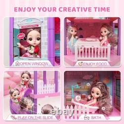 Interactive 4-Level Dollhouse with Furniture & Dolls Perfect Gift for Ages 3-8