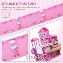 Interactive 4-Level Dollhouse with Furniture & Dolls Perfect Gift for Ages 3-8