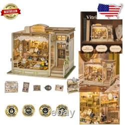 Jewelry Shop Miniature House Kit 3D Wooden Puzzle, LED Light, Elegant Display