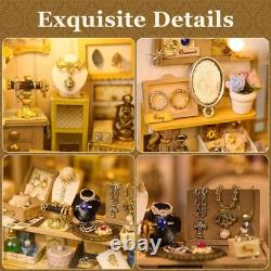 Jewelry Shop Miniature House Kit 3D Wooden Puzzle, LED Light, Elegant Display