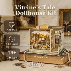 Jewelry Shop Miniature House Kit 3D Wooden Puzzle, LED Light, Elegant Display