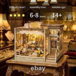 Jewelry Shop Miniature House Kit 3D Wooden Puzzle, LED Light, Elegant Display