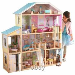 KidKraft 34 Piece Majestic Mansion Dollhouse in Pink and Natural