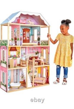 KidKraft Charlotte Classic Wooden Dollhouse with EZ Kraft Assembly 14-Piece NIB