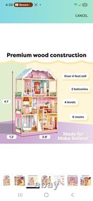 KidKraft Charlotte Classic Wooden Dollhouse with EZ Kraft Assembly 14-Piece NIB
