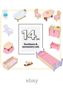 KidKraft Charlotte Classic Wooden Dollhouse with EZ Kraft Assembly 14-Piece NIB