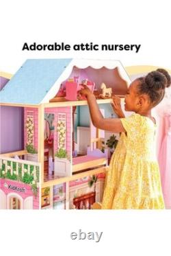 KidKraft Charlotte Classic Wooden Dollhouse with EZ Kraft Assembly 14-Piece NIB