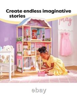 KidKraft Charlotte Classic Wooden Dollhouse with EZ Kraft Assembly 14-Piece NIB