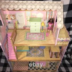 KidKraft Huge 47 Wood Dollhouse Barbi Size With Crank Elevator & Wood Accessories