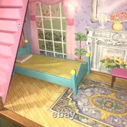 KidKraft Huge 47 Wood Dollhouse Barbi Size With Crank Elevator & Wood Accessories
