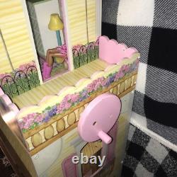 KidKraft Huge 47 Wood Dollhouse Barbi Size With Crank Elevator & Wood Accessories