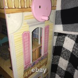 KidKraft Huge 47 Wood Dollhouse Barbi Size With Crank Elevator & Wood Accessories