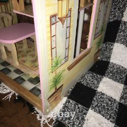 KidKraft Huge 47 Wood Dollhouse Barbi Size With Crank Elevator & Wood Accessories