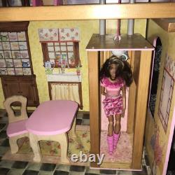 KidKraft Huge 47 Wood Dollhouse Barbi Size With Crank Elevator & Wood Accessories