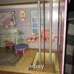 KidKraft Huge 47 Wood Dollhouse Barbi Size With Crank Elevator & Wood Accessories