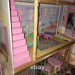KidKraft Huge 47 Wood Dollhouse Barbi Size With Crank Elevator & Wood Accessories