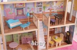 KidKraft Majestic Mansion Wooden Dollhouse with 34 Pcs, Elevator, Garage, Gift 3+