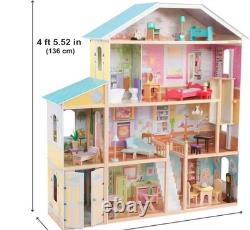 KidKraft Majestic Mansion Wooden Dollhouse with 34 Pcs, Elevator, Garage, Gift 3+