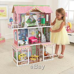 KidKraft Sweet Savannah Wooden Pretend Play House Doll Dollhouse with Furniture