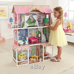 KidKraft Sweet Savannah Wooden Pretend Play House Doll Dollhouse with Furniture