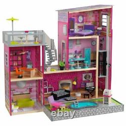KidKraft Uptown Wooden Dollhouse with Lights & Sounds, Pool and 36 Accessories