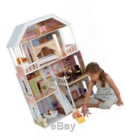 Kidkraft Savannah Wooden Doll House Barbie Size Girls Playhouse With Furniture