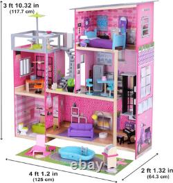 Kidkraft Uptown Wooden Modern Dollhouse with Lights & Sounds, Pool and 36 Access