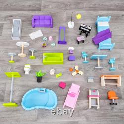 Kidkraft Uptown Wooden Modern Dollhouse with Lights & Sounds, Pool and 36 Access