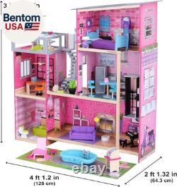 Kidkraft Uptown Wooden Modern Dollhouse with Lights & Sounds, Pool and Accessor