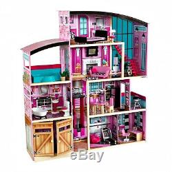 Kids Big Wooden Dollhouse Shimmer Mansion for 12 Inch Dolls