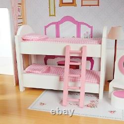 Kids wooden dolls house 115cm tall 3 story play house with lift and furniture