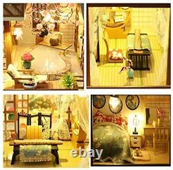 Kisoy Dollhouse Miniature with Furniture Kit Handmade Great Japanese Courtyar