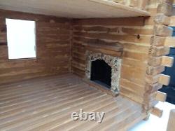 LARGE WONDERFUL VINTAGE PIONEER LOG CABIN Doll House withFURNITURE