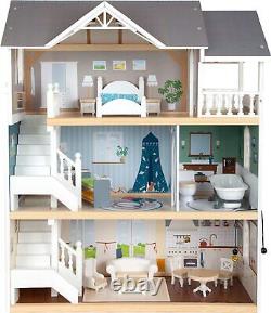 LEGLER small foot Toys Iconic Urban Villa Furnished Play Dollhouse Playset 11802