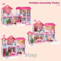 Large 11 Room Doll House Kit Dollhouse Mansion Furniture DIY Play Kids XMAS Gift