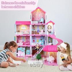 Large 11 Room Doll House Kit Dollhouse Mansion Furniture DIY Play Kids XMAS Gift