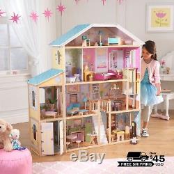 Large Doll House Big Barbie Wooden Mansion Accessories Girls Kit Miniature GIFT