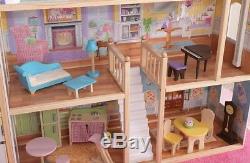 Large Doll House Big Barbie Wooden Mansion Accessories Girls Playhouse Dolls Set