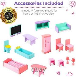 Large Doll House Wooden Barbie DollHouse Kit Furniture Set Girls Gift Playhouse